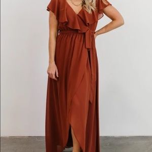 Baltic Born Katya Ruffle Maxi Dress Rust